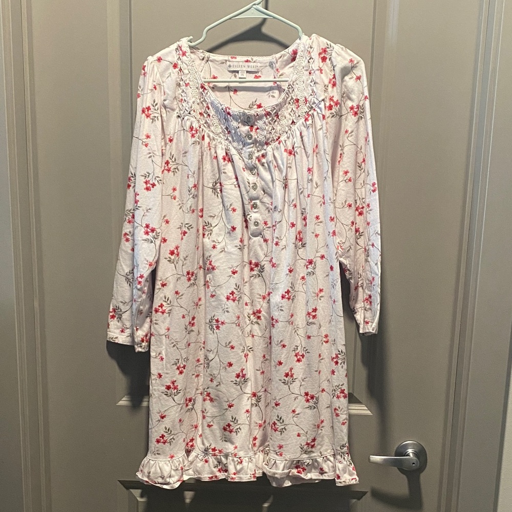 Eileen West 1X Cotton Nightgown Cottagecore Romantic Prairie Plus Size Sleep